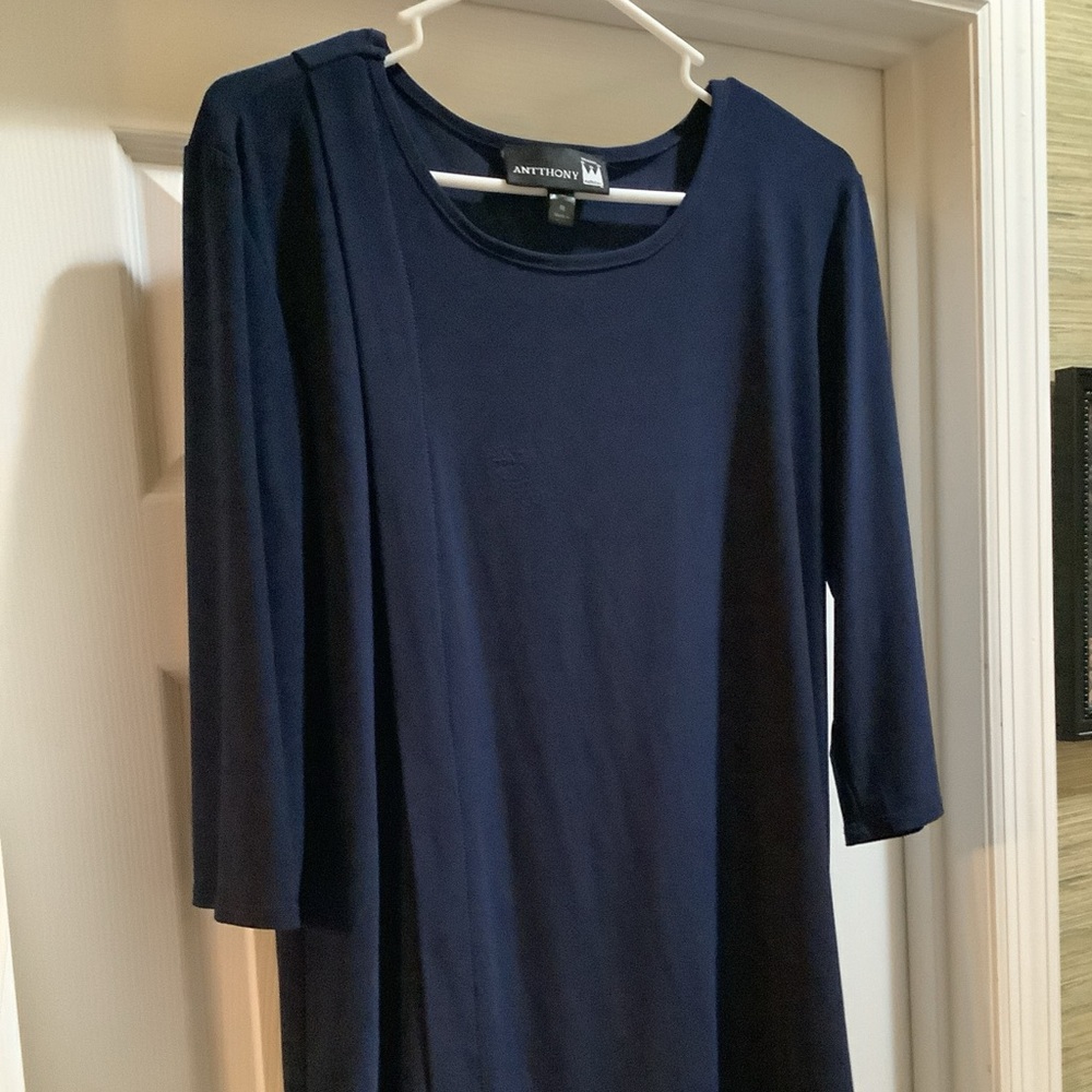 Antthony Original Navy Blue Pullover 3/4 Sleeve Top Size Medium